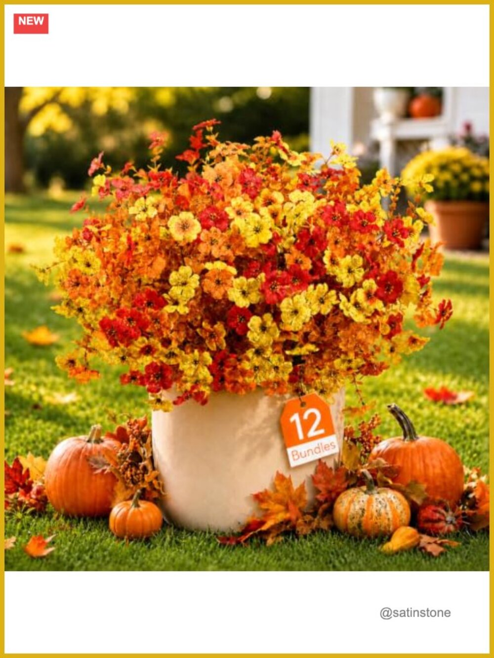 Lifewit Artificial Fall Flowers with Eucalyptus Leaves for Outdoor Garden Decor